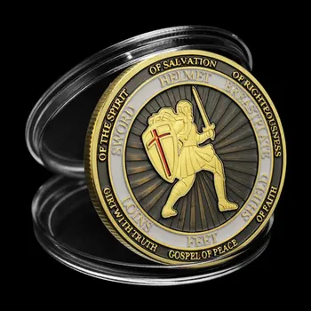 Dajte o Úplnú Zbroj Boh Efežanom Suvenír Zberateľskú Mincu pozlátená Pamätná Minca Výzvou Mince Brániť Vieru