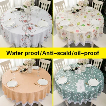 Okrúhly Stôl Obrus PVC Nepremokavé Tkaniny Obrus Oilproof Anti-scalding Jedálenský Stôl Kryt Svadobné Kávy Textílie Mat