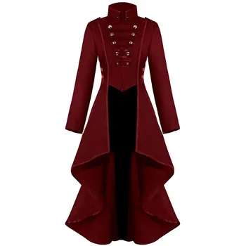 Gotický Steampunk Tailcoat Bunda Ženy Vintage Nepravidelný Lem Viktoriánskej Frock Kabát Smoking Jednotné Stredoveké Halloween Kostýmy 3XL