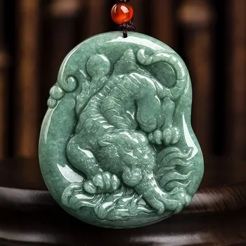 Maichuang/Prírodné Jade Zodiac Tiger Emerald Náhrdelník S Príveskom Elegantné Módne Osobnosti Kúzlo Šperky Muži Ženy Pár Darček