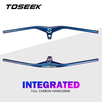 TOSEEK Carbon Bike MTB Integrované Riadidlá a Stonky 17 Stupňov Vidlica 28.6 mm Pre Horské Bicykle Súčiastky Oslniť Modrá až Fialová
