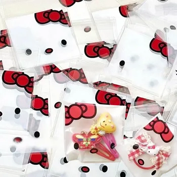 100/200Pcs Hello Kitty Candy Plastové Tašky Biscuit Samolepiace Zapečatené Vrecku Diy Snack Pečenie Balíček Decor Deti Darček Dodávky
