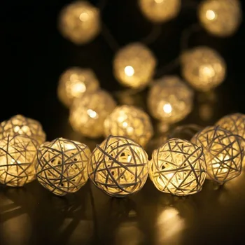 3M 5M 40 LED Reťazec Svetlá Ratan Loptu Girlandy Dovolenku Svadobné Party Dekorácie LED Reťazec Vianočné Rozprávky Svetlo Pre Vonkajšie