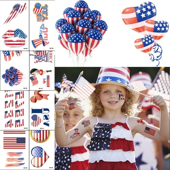 Nepremokavé Dočasné Tetovanie Amerika Deň Nezávislosti Nálepky Tetovanie pre Deti Vlajku USA Tatouage Temporaire Balloon Festival