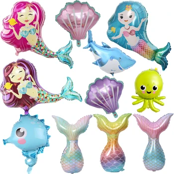 Mermaid oceáne Morského života tému Party Balóny Deti Narodeninovej Party Dekorácie, Detské Sprcha Dekor Hélium Globos deti hračka