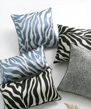 Svetlo luxusné prúžok vankúš modrý čierny zebra vzor leopard tlač vankúš hotel gauč office dekoratívne obliečka na vankúš