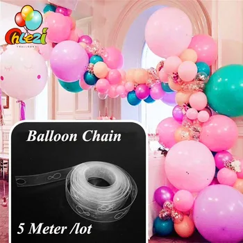 5M Plastové Balón Reťazca z PVC, Gumy, Svadobné Party Narodeninové Balóny Pozadie Balón Dekor Reťazca Arch 410 Otvory DIY dekorácie