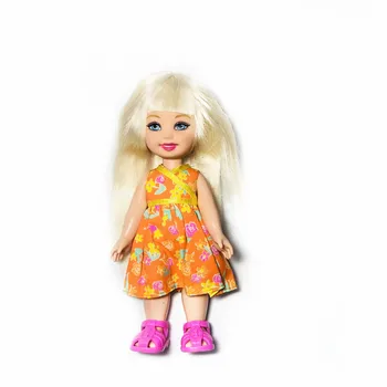 15 cm Originálne bábiky Dievča Blond Vlasy Orange sukne Krásne dievča Bábiku S Oblečením 5 spojov Bábika Krásne Dievča Vianočný Darček