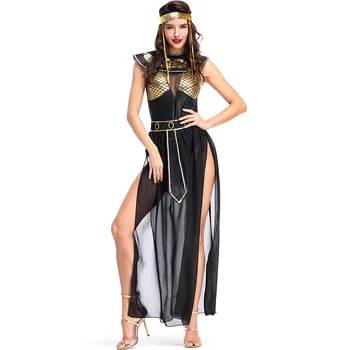 Halloween Kostýmy Pre Ženy Cosplay Egyptský goddes Isis Starovekých Egyptských Mýtov Čierna Oka Split Šaty Maškaráda Strany Kostým