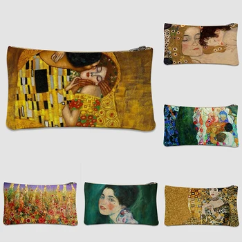 Gustav Klimt Kozmetická Taška Make-Up Puzdro Ženy Toaletné Potreby Slávny Olejomaľba Nový Príchod Prenosné Rúž Tašky Darčekové Krásy Prípade