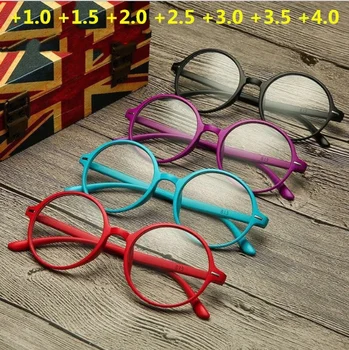 4 Farby Unisex Okuliare na Čítanie Ženy Muži TR90 Ultralight Kolo Rám Ďalekozrakosť Presbyopic Okuliare +1.0 +1.5 +4.0