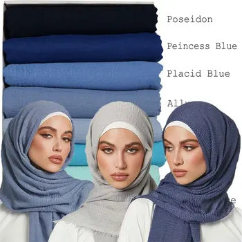 veľkoobchod materiál crinkle bavlna hidžáb Moslimských mäkké bavlnené šatky islamský hidžáb šály a zábaly