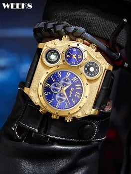 Luxusné Športové Hodinky pre Mužov Top Viaceré Časové Pásmo Vojenského Multifunkčné Veľké Dial Muž Náramkové hodinky Muž Kompas Quartz Hodiny