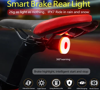 NOVÉ Inteligentné Požičovňa Chvost Zadné Svetlo Auto Štart Stop Brzdy IPX6 Nepremokavé USB Nabíjanie Cyklistické Chvost zadné svetlo na Bicykel LED Svetlá