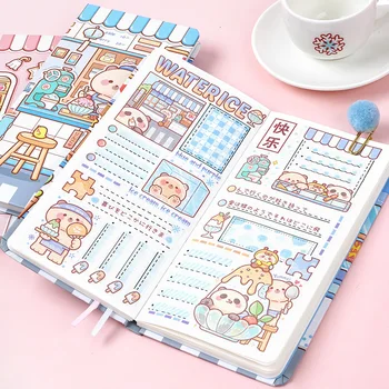 A6 Roztomilé Anime, Komiksu Program Plánovač Notebooky pre Dievčatá Diár Týždenný Mesačný Plánovač Mriežky Papier, Školské potreby Mini Zápisníky
