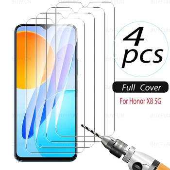 Pre Huawei Honor X8 5G 6.5 palcový 4PCS HD Screen Protector Tvrdeného Skla Prípade Pre Česť Honer Xonor Honar X8 Bezpečnostné Sklo Film