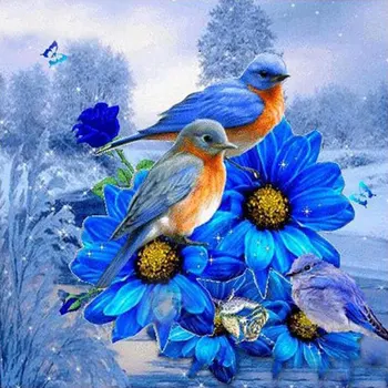 diamond výšivky vtákov na modré kvety 5d diamond maľovanie Vtákov obrázok drahokamu vyšívanie diamond mozaiky Domova