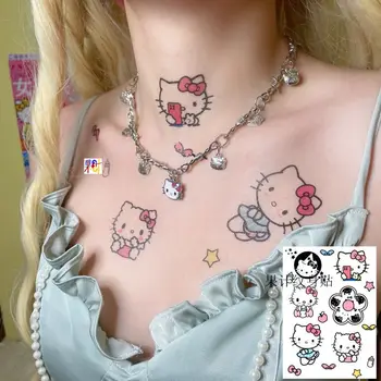Anime Karikatúra Roztomilý Hello Kitty Tetovanie Nálepky Detí Čerstvé Kawaii Nepremokavé Nálepky Anime Nálepky, Nálepky Pack