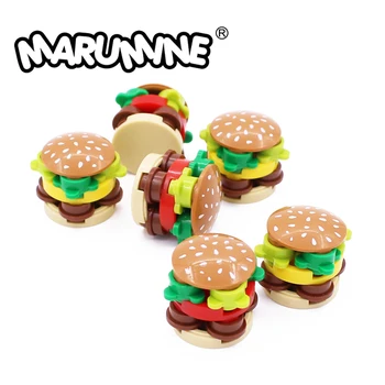 MARUMINE Mini Potraviny Model Auta Hamburger MOC Tehla Časti 6PCS Kompatibilné 2654 pb005 Priateľmi Kuchyňa stavebným DIY Príslušenstvo