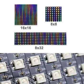 WS2812B 16x16 8X8 8x32 Pixel Panel Flexibilné Matrix Displej Individuálne Adresovateľné WS2812 IC RGB 5050 SMD Led Modul DC5V