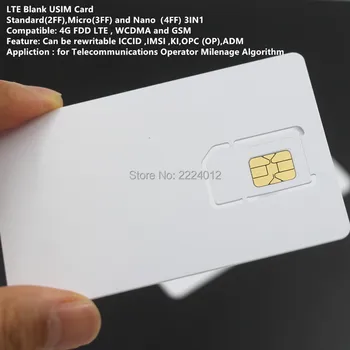 10PCS Zapisovať Programovateľné Prázdne SIM Karta USIM 4G LTE SIEŤACH GSM Nano Micro SIM Kartu 2FF 3FF 4FF pre Telekomunikačného Operátora