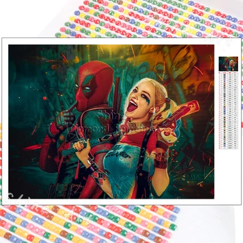 Diamond Maľovanie Marvel Deadpool a Klaun Žena 5D DIY Mozaikové Umenie Výšivky Hobby Plný Vrták, Stena Nálepky Domáce Dekorácie Darček