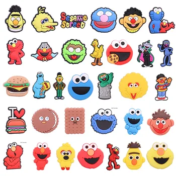 33 Štýle si Vybrať Cartoon Cookies PVC Obuvi, kľúčové tlačidlá Sesame Street Topánky Príslušenstvo Obuvi, Spony, Ozdoby Fit Croc Jibz Deti Darček