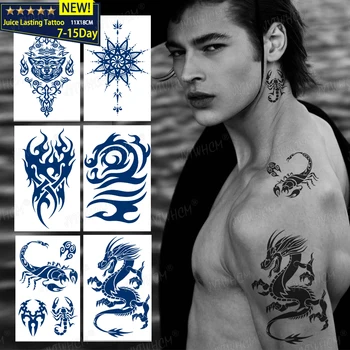 Šťava Trvalé Ink Tattoo Body Art Nepremokavé Dočasné Tetovanie Škorpióna Nálepky Dragon Tattoo Rameno Totem Pohode Falošné Tetovanie Ženy Muži