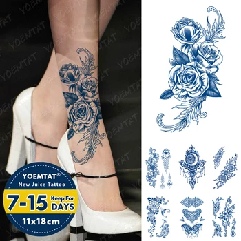 Šťava Trvalé Atrament Tetovanie Body Art Nepremokavé Dočasné Tetovanie Nálepky Kvety Henna Mandala Tetovanie Rameno Falošné Rose Tatto Ženy Muži