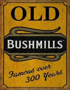 Bushmills Írskej Whisky vintage retro pub, bar, vináreň muž jaskyňa kovov cín prihlásiť