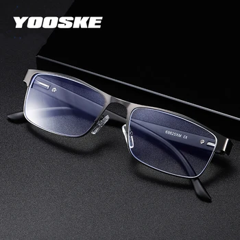 YOOSKE High-end Anti Modré Lúče Okuliare na Čítanie Mužov Business Zliatiny Okuliare Presbyopic Šošovky pre Čítačku Diopter +1,0 až 4.0
