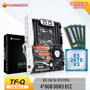 HUANANZHI TF Q LGA 2011-3 základná Doska s procesorom Intel XEON E5 2676 V3 s 4*8G DDR3 RECC pamäť combo kit set SATA, USB