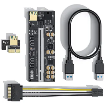 Nové VER 016 PCI-E Stúpačky Karty ver016 PCI Express 1 X 16X Extender 6pin BTC ATĎ Ťažba USB 3.0 PCIE Podstavec Pre Video Karty