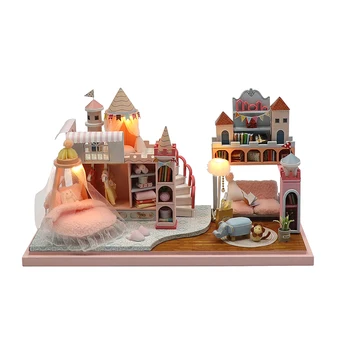 DIY Drevená Bábika Dom Japonskej Architektúry Casa Miniatúrne Stavebné Súpravy domček pre bábiky s Nábytkom Svetla Hračky pre Dievčatá Dary